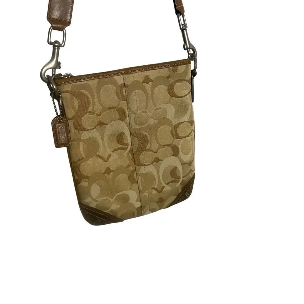 Coach Women's Optic Signature Shoulder Swingpack Crossbody Purse Bag Brown